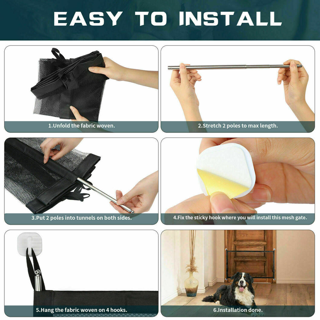 Pets Dog Cat Safety Gate Mesh Fence Magic Portable Guard