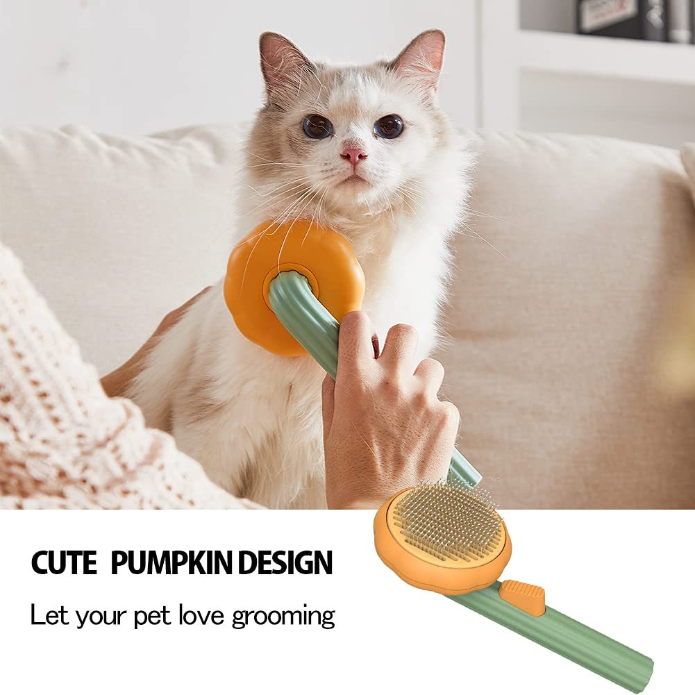 Pumpkin Brush, Pet Grooming Self Cleaning Slicker Brush For Dogs, Cats, Puppy