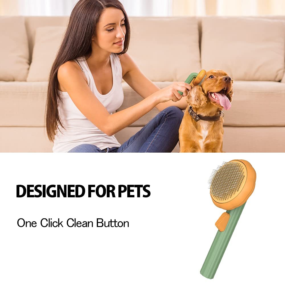 Pumpkin Brush, Pet Grooming Self Cleaning Slicker Brush For Dogs, Cats, Puppy
